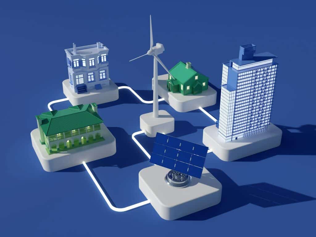 inteligentna sieć miejska efektywnie zarządza energią pochodzącą z paneli słonecznych inteligentna sieć zasila miasto energią słoneczną